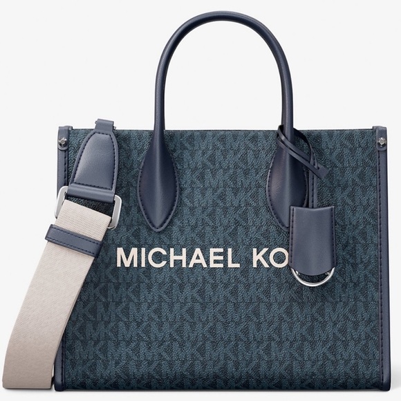 Michael Kors Small Mirella Signature Logo Crossbody Bag Admiral Blue - Picture 1 of 9